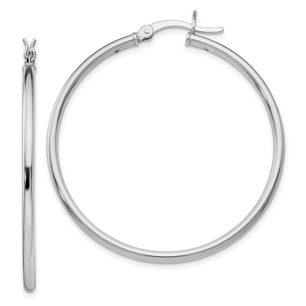 Leslies Sterling Silver Polished Hinged Hoop Earrings Length 15mm 
